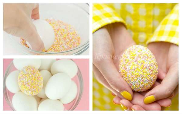 Как украсить яйца кондитерской посыпкой
